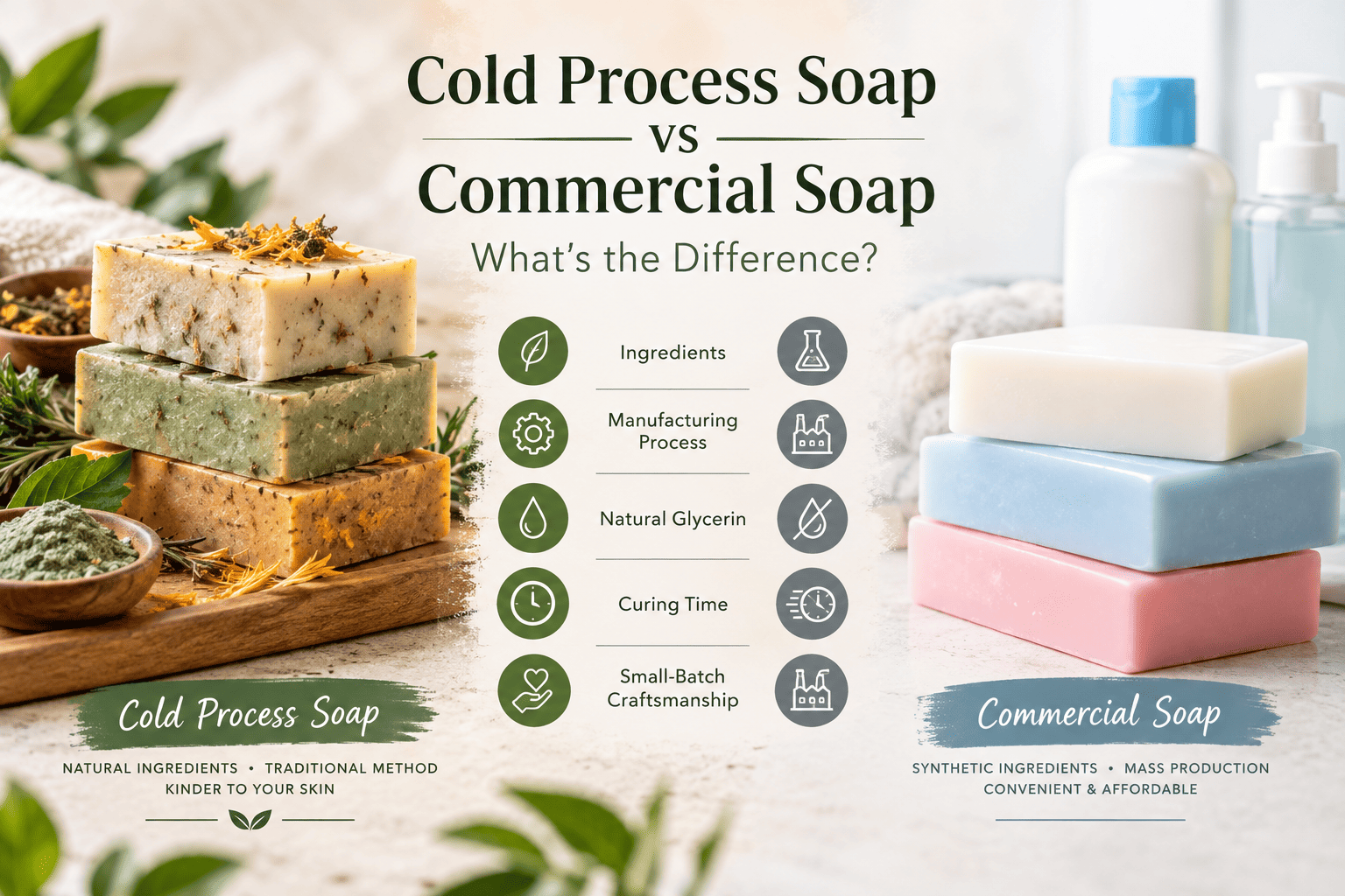 cold process soap vs commercial soap